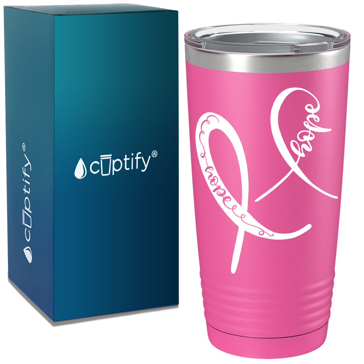 Hope Cancer Ribbons on Pink 20oz Tumbler