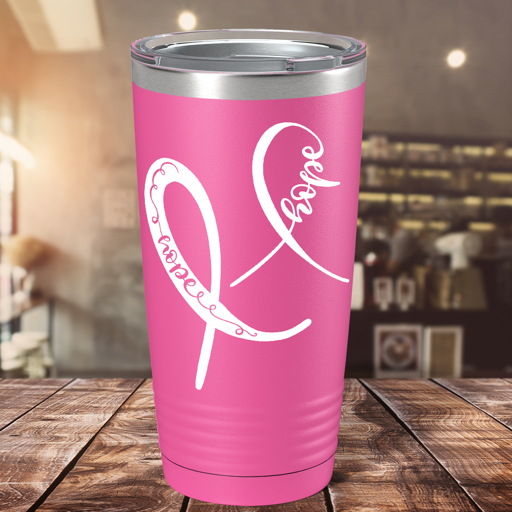 Hope Cancer Ribbons on Pink 20oz Tumbler