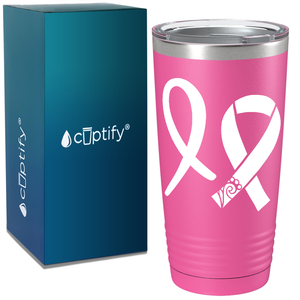 Detailed Cancer Ribbons on Pink 20oz Tumbler