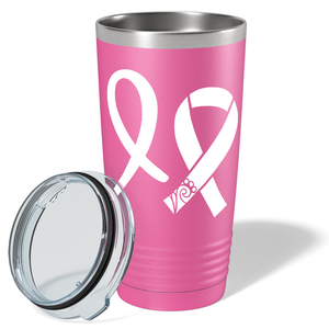 Detailed Cancer Ribbons on Pink 20oz Tumbler