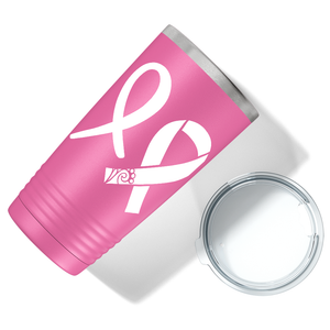 Detailed Cancer Ribbons on Pink 20oz Tumbler