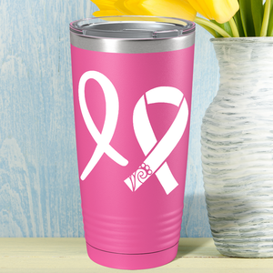 Detailed Cancer Ribbons on Pink 20oz Tumbler