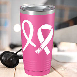 Detailed Cancer Ribbons on Pink 20oz Tumbler