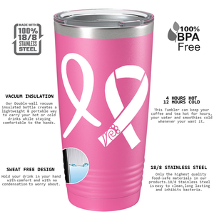 Detailed Cancer Ribbons on Pink 20oz Tumbler