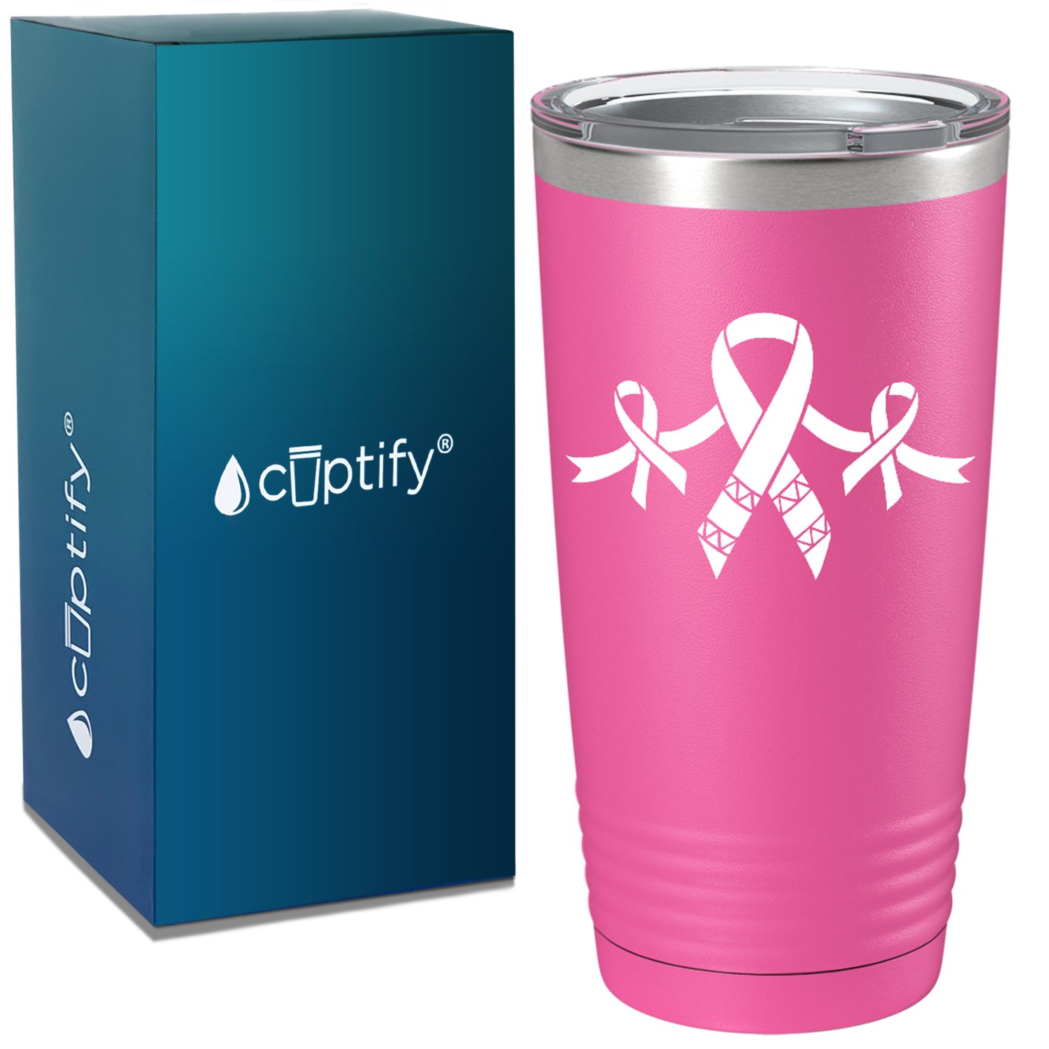 Cancer Ribbons on Pink 20oz Tumbler