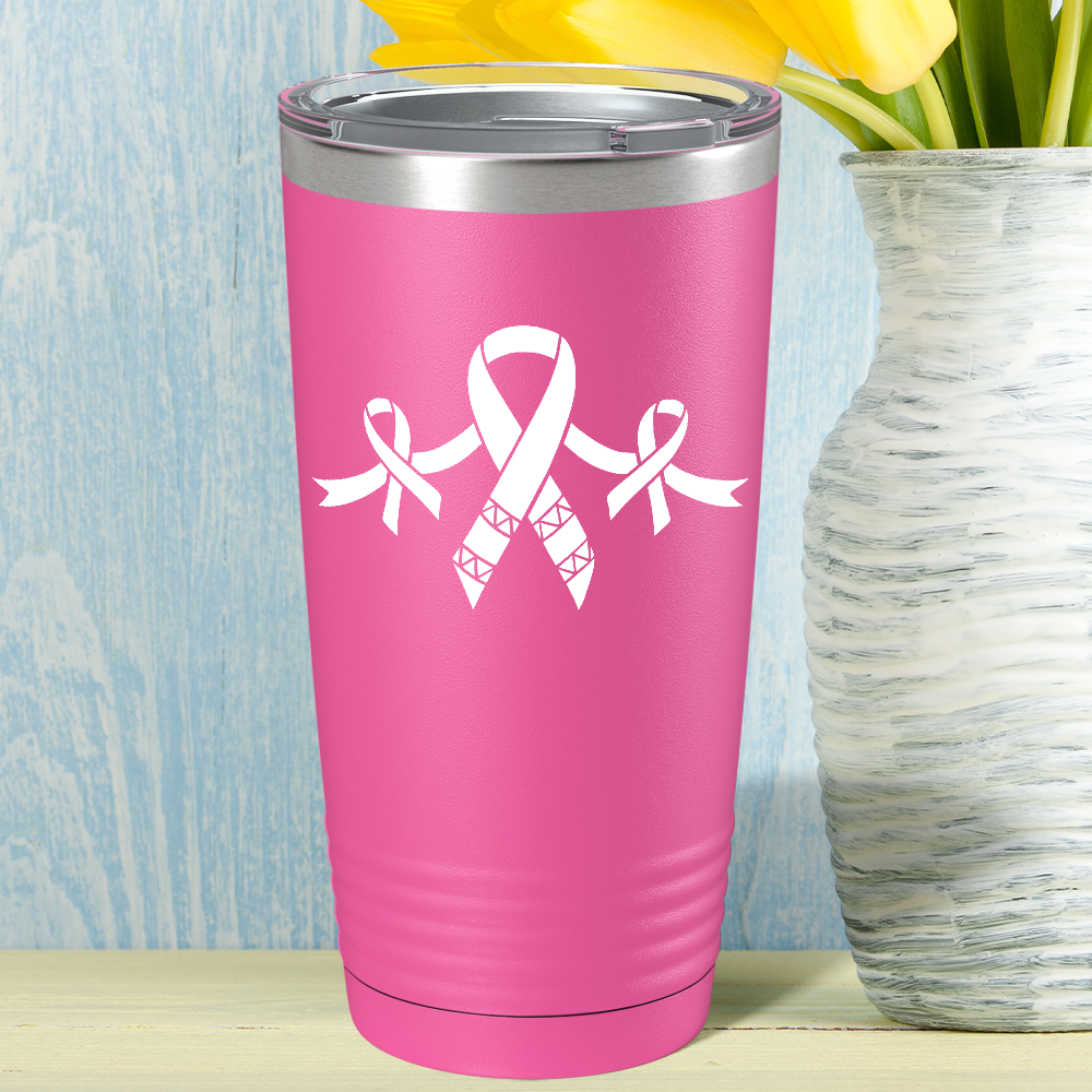 Cancer Ribbons on Pink 20oz Tumbler