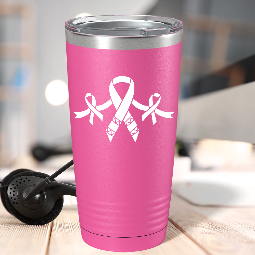 Cancer Ribbons on Pink 20oz Tumbler