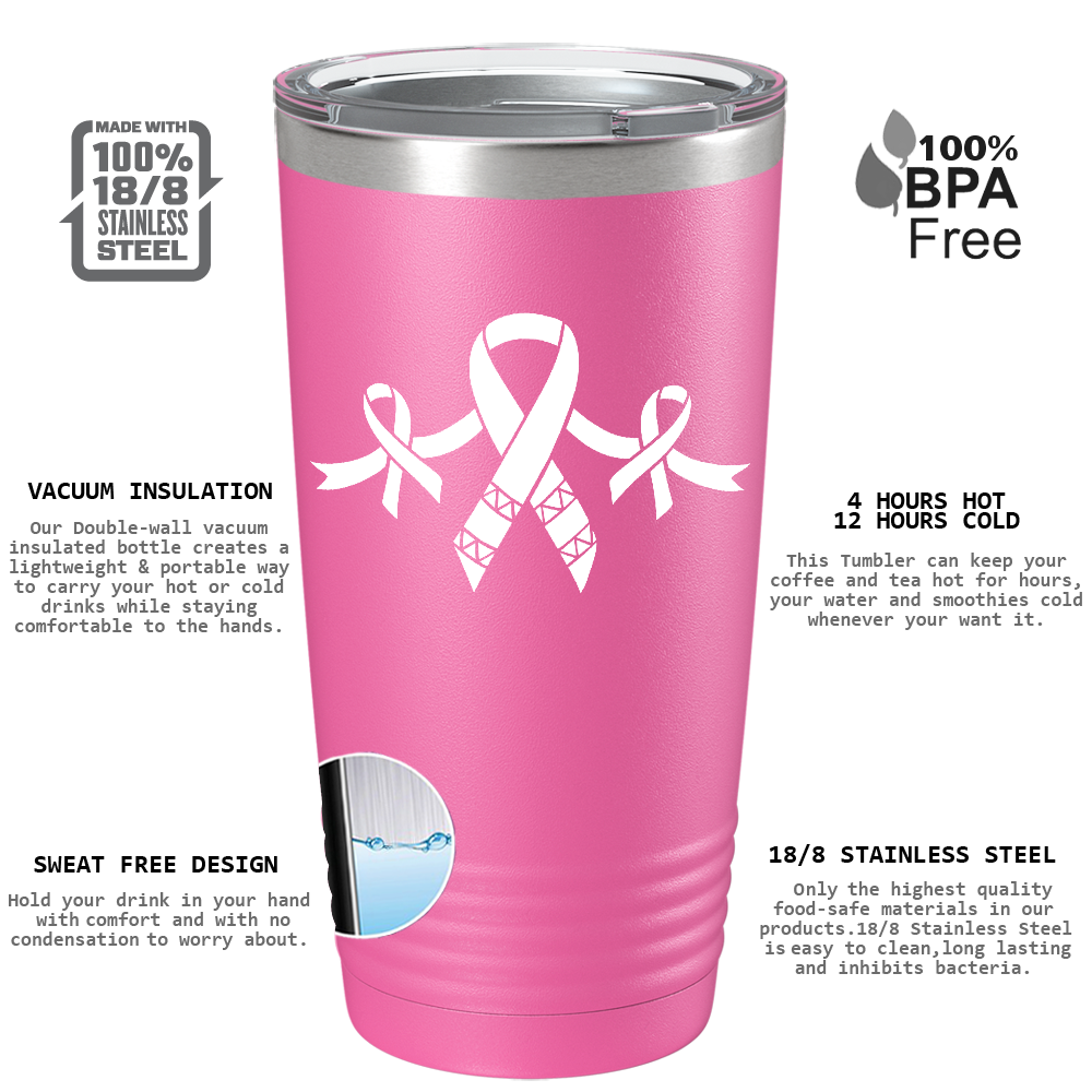 Cancer Ribbons on Pink 20oz Tumbler