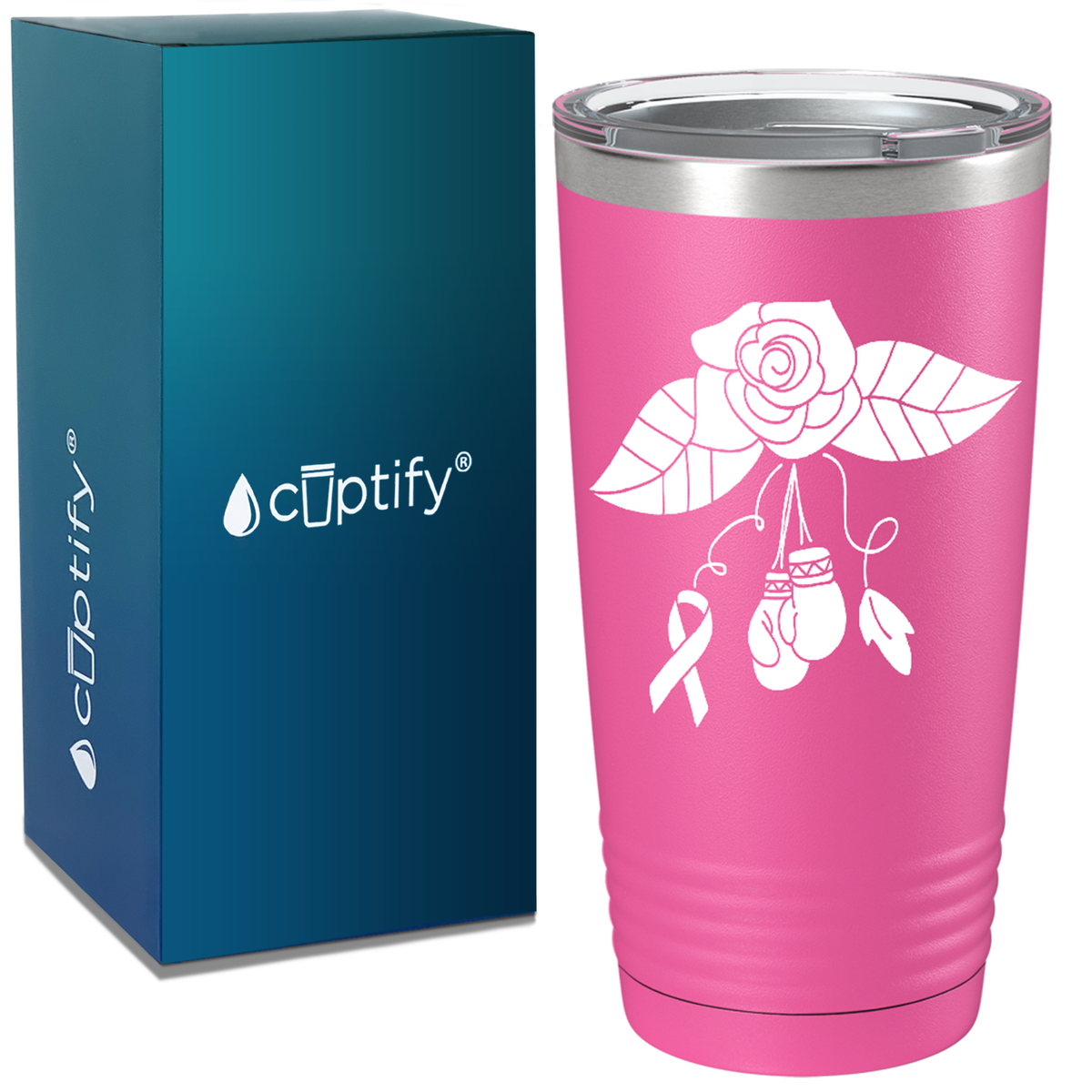 Floral and Cancer with Gloves on Pink 20oz Tumbler