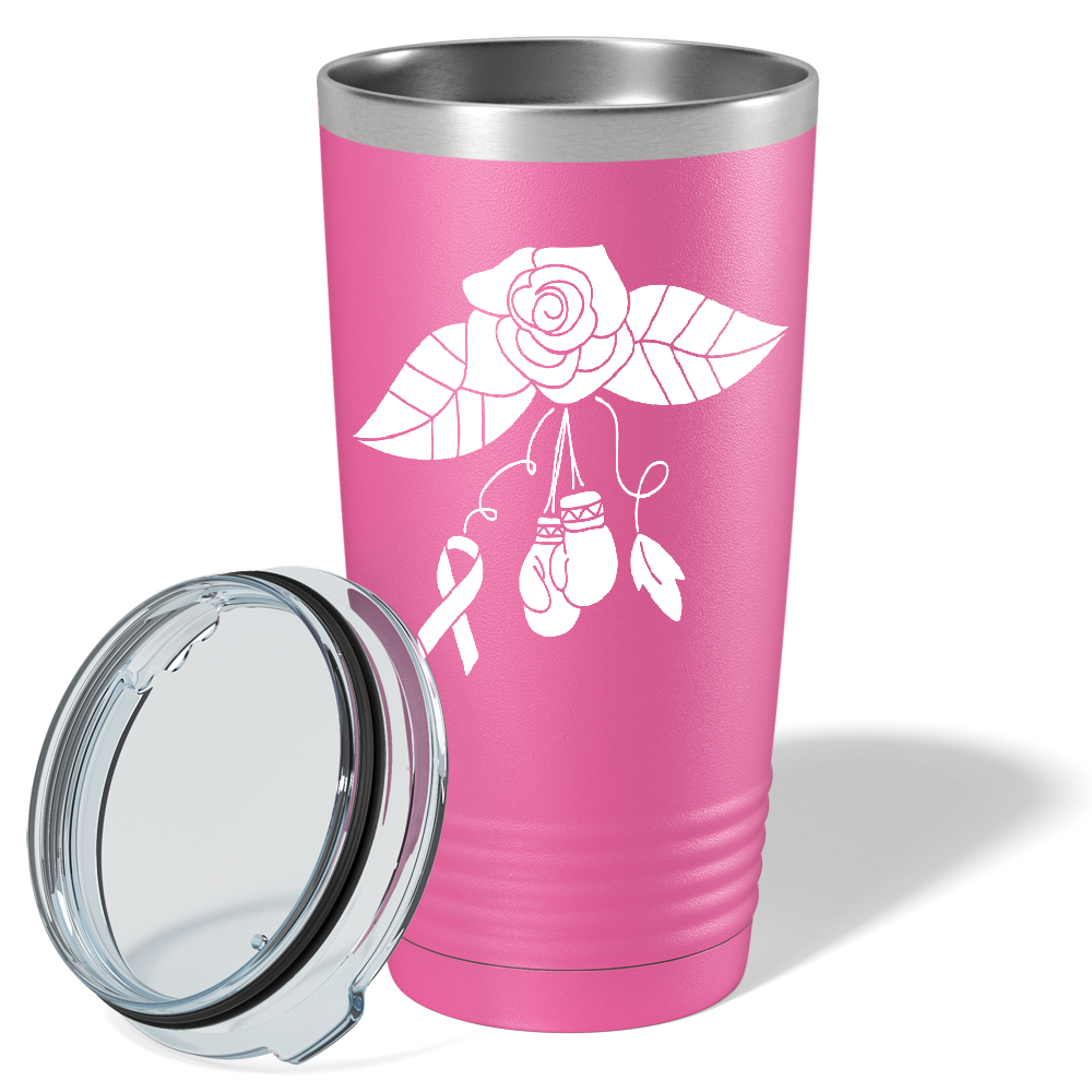Floral and Cancer with Gloves on Pink 20oz Tumbler