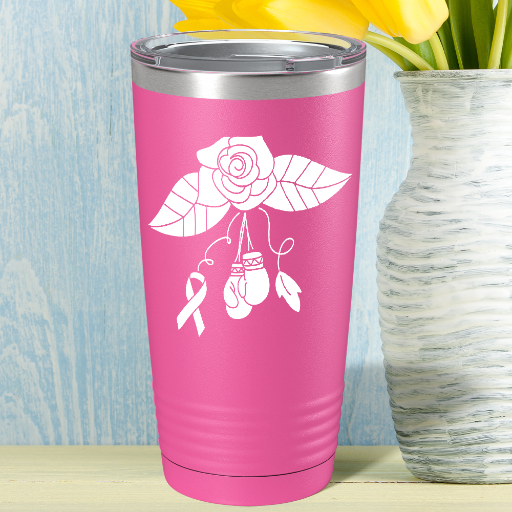 Floral and Cancer with Gloves on Pink 20oz Tumbler