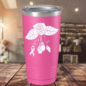 Floral and Cancer with Gloves on Pink 20oz Tumbler
