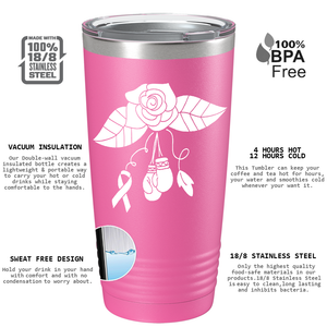 Floral and Cancer with Gloves on Pink 20oz Tumbler