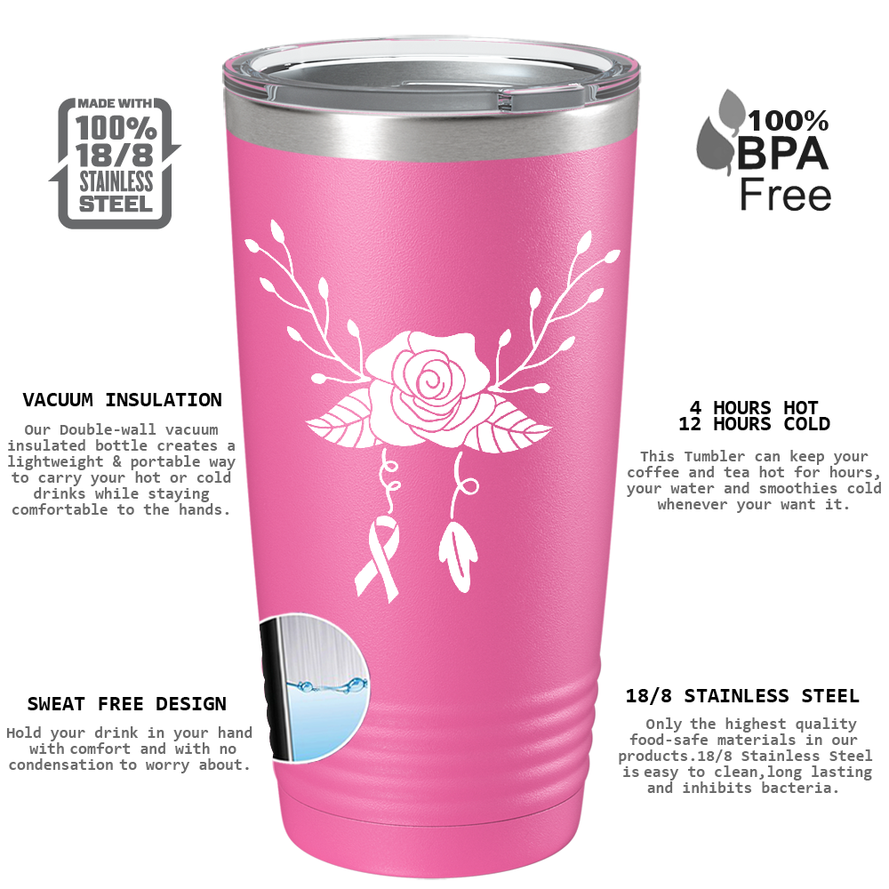 Floral and Cancer on Pink 20oz Tumbler