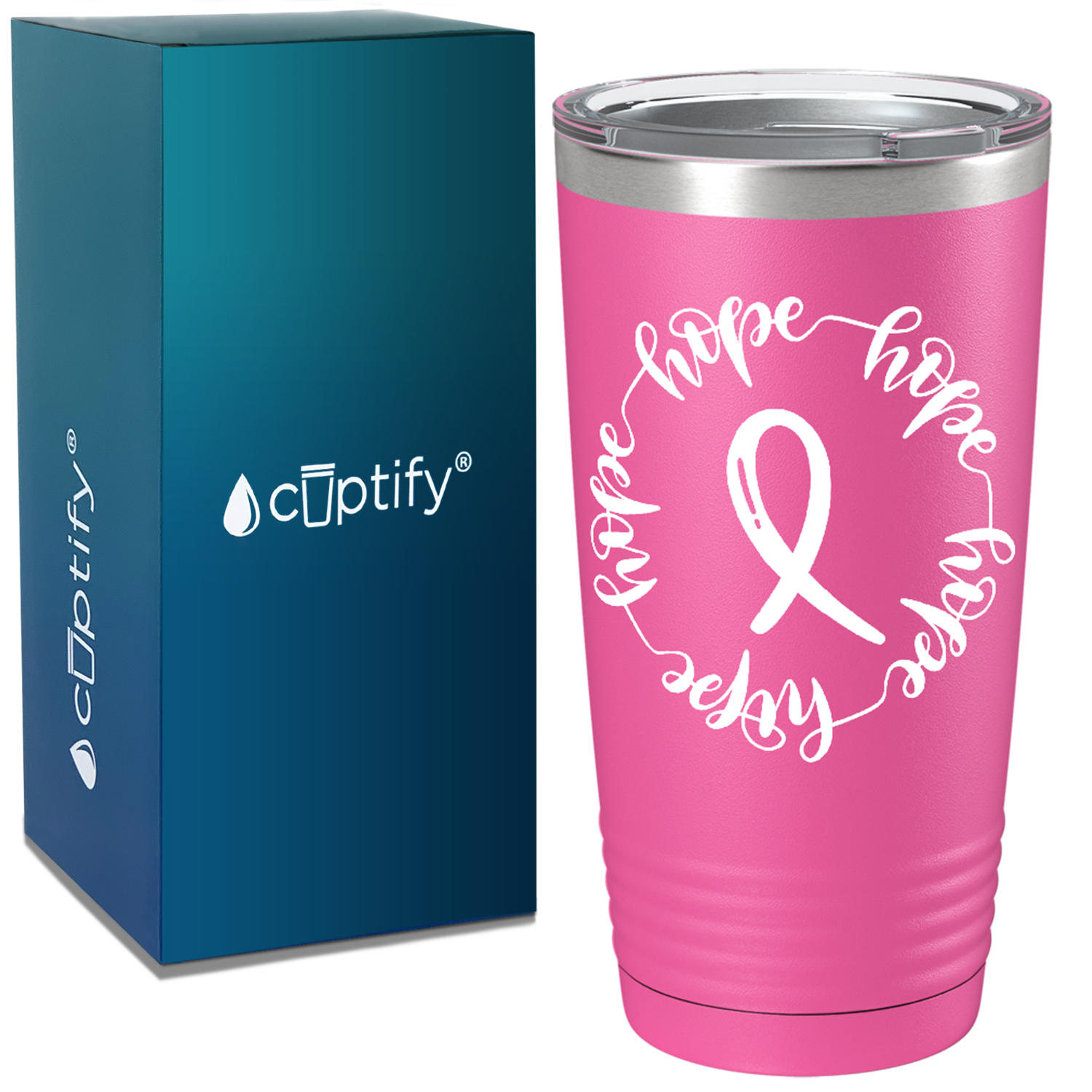 Hope Monogram Frame on Pink 20oz Tumbler