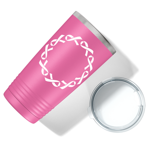 Cancer Ribbon Monogram Frame on Pink 20oz Tumbler