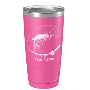 Fishing Poll with Fish on Stainless Steel Fishing Tumbler