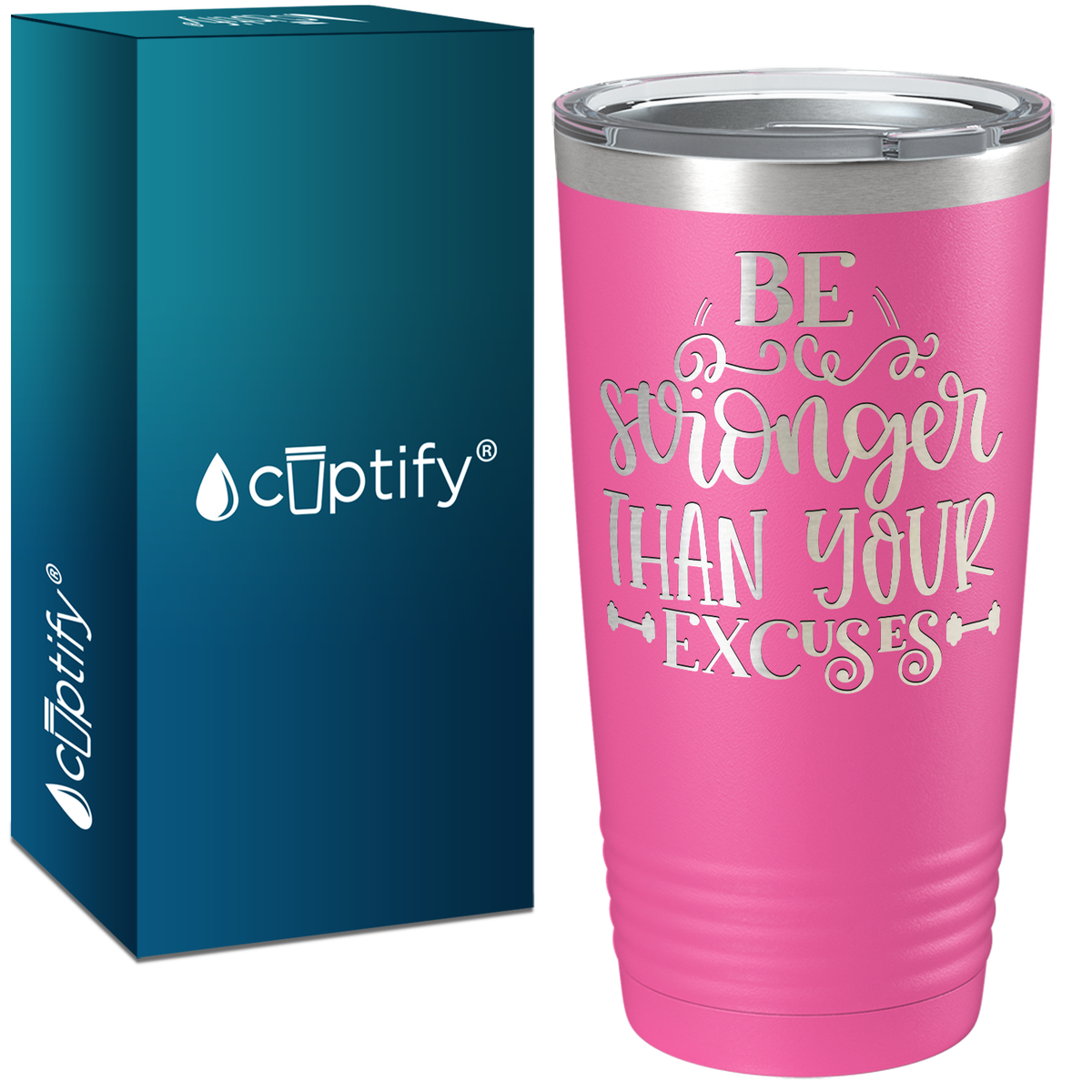 Be Stronger Laser Engraved on Stainless Steel Motivational Tumbler