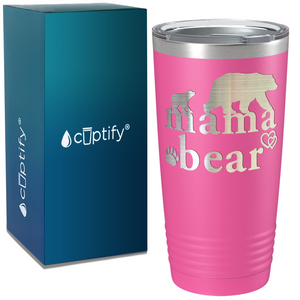 Mama Bear Hearts Laser Engraved Mom 20oz Tumbler