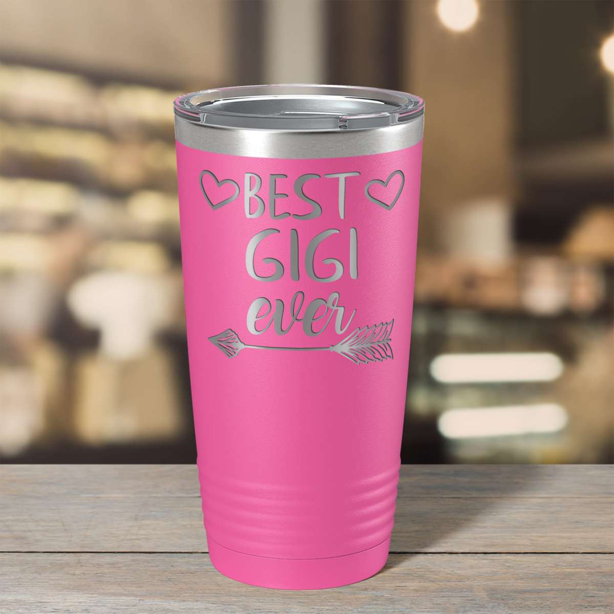 Best Gigi Ever on Pink 20 oz Stainless Steel Ringneck Tumbler