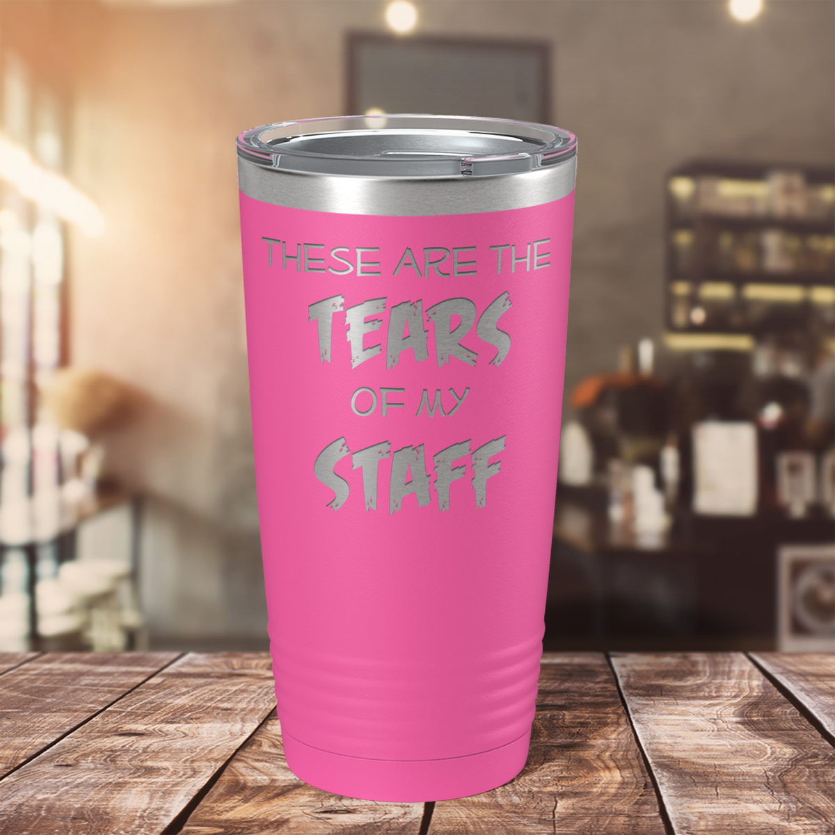 These are Tears of my Staff on Pink 20 oz Stainless Steel Ringneck Tumbler