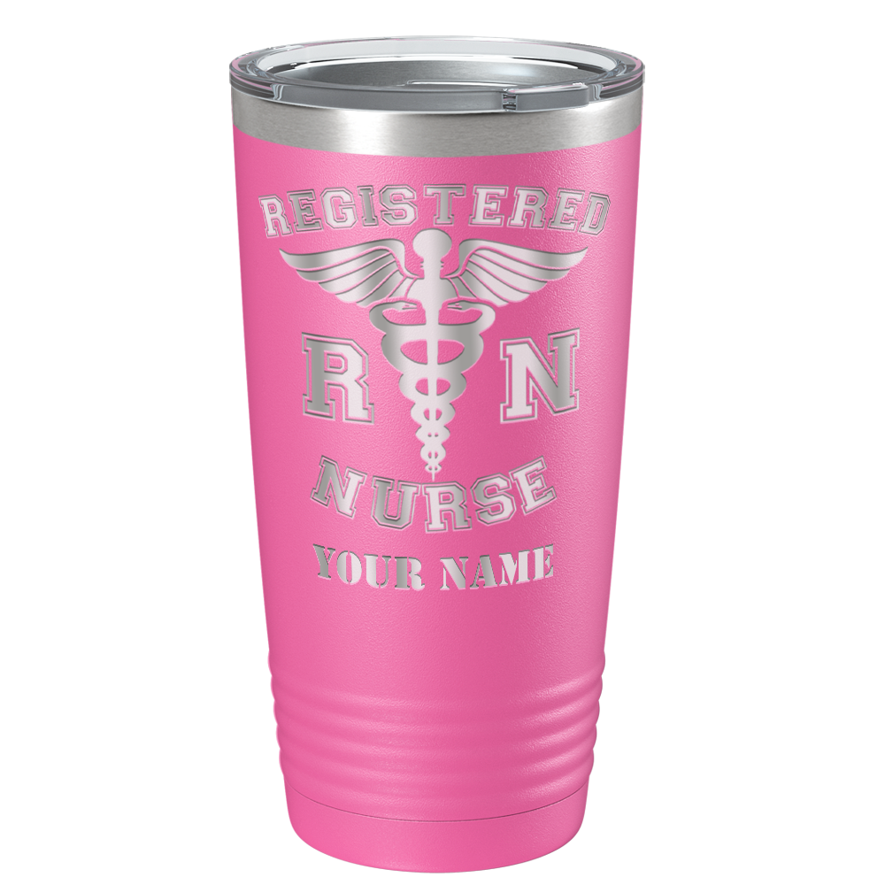 Personalized Nurse Laser Engraved 20oz Tumbler - Pink Matte