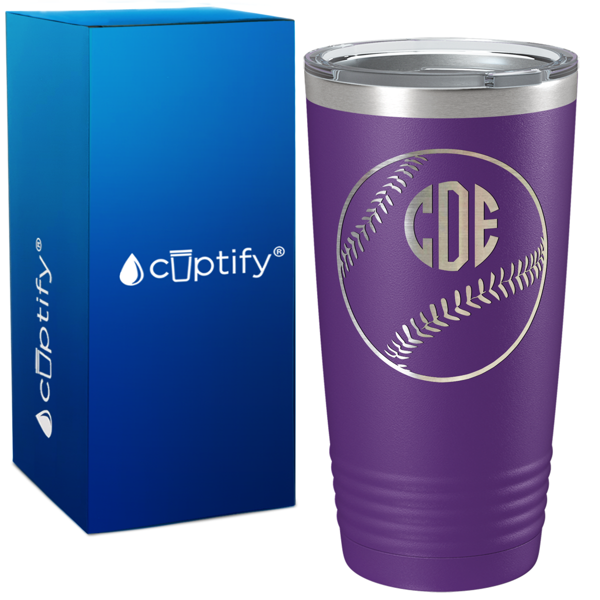Personalized Baseball Monogram Design on 20oz Tumbler