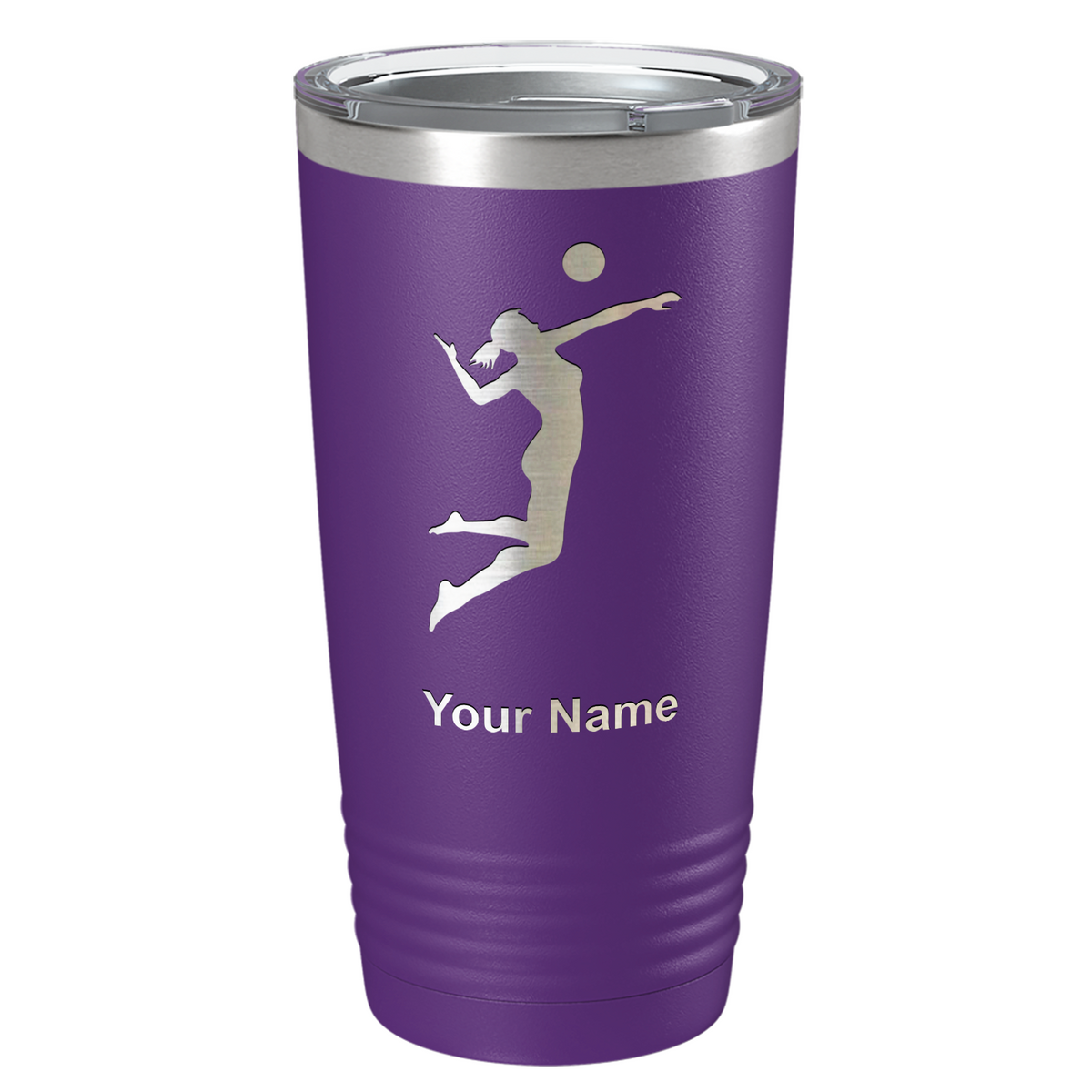 Personalized Volleyball Player Silhouette Laser Engraved on Stainless Steel Volleyball Tumbler