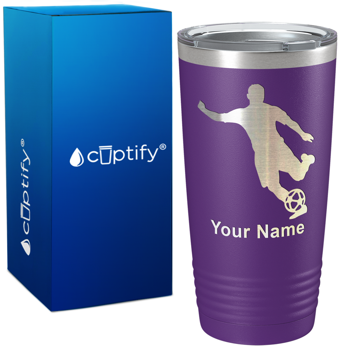 Personalized Soccer Player Silhouette on 20oz Tumbler