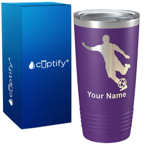 Personalized Soccer Player Silhouette on 20oz Tumbler