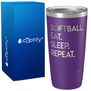 Eat Sleep Softball Repeat on 20oz Tumbler