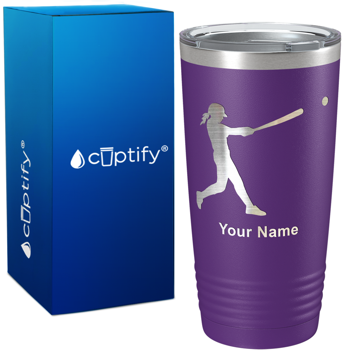 Softball Girl at Bat on 20oz Tumbler