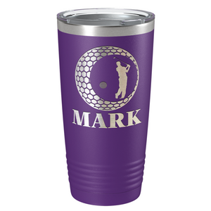 Personalized Golfer in Ball Laser Engraved on Stainless Steel Golf Tumbler