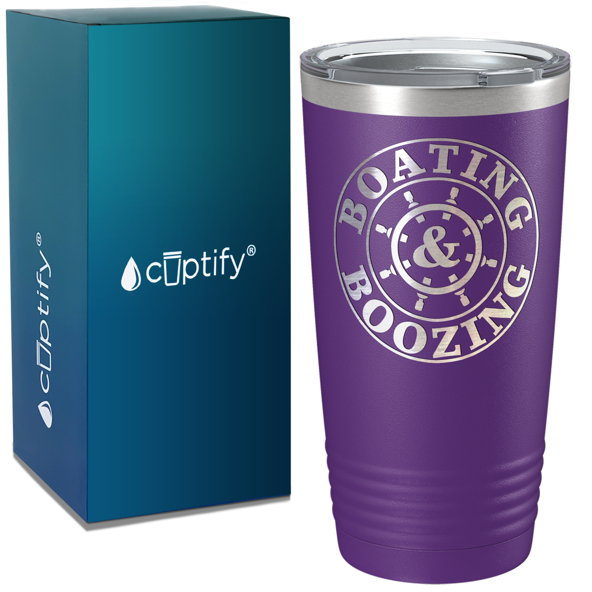 Boating & Boozing on White 20 oz Stainless Steel Tumbler