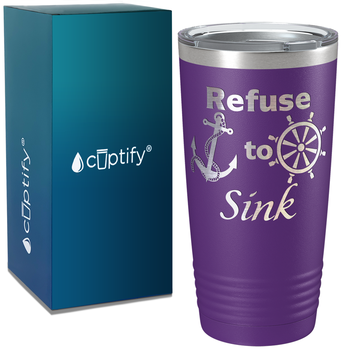 Refuse to Sink on White 20 oz Stainless Steel Tumbler