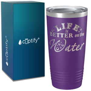 Life is Beter on the Water on White 20 oz Stainless Steel Tumbler
