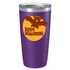 Happy Halloween Flying Bat on Stainless Steel Halloween Tumbler