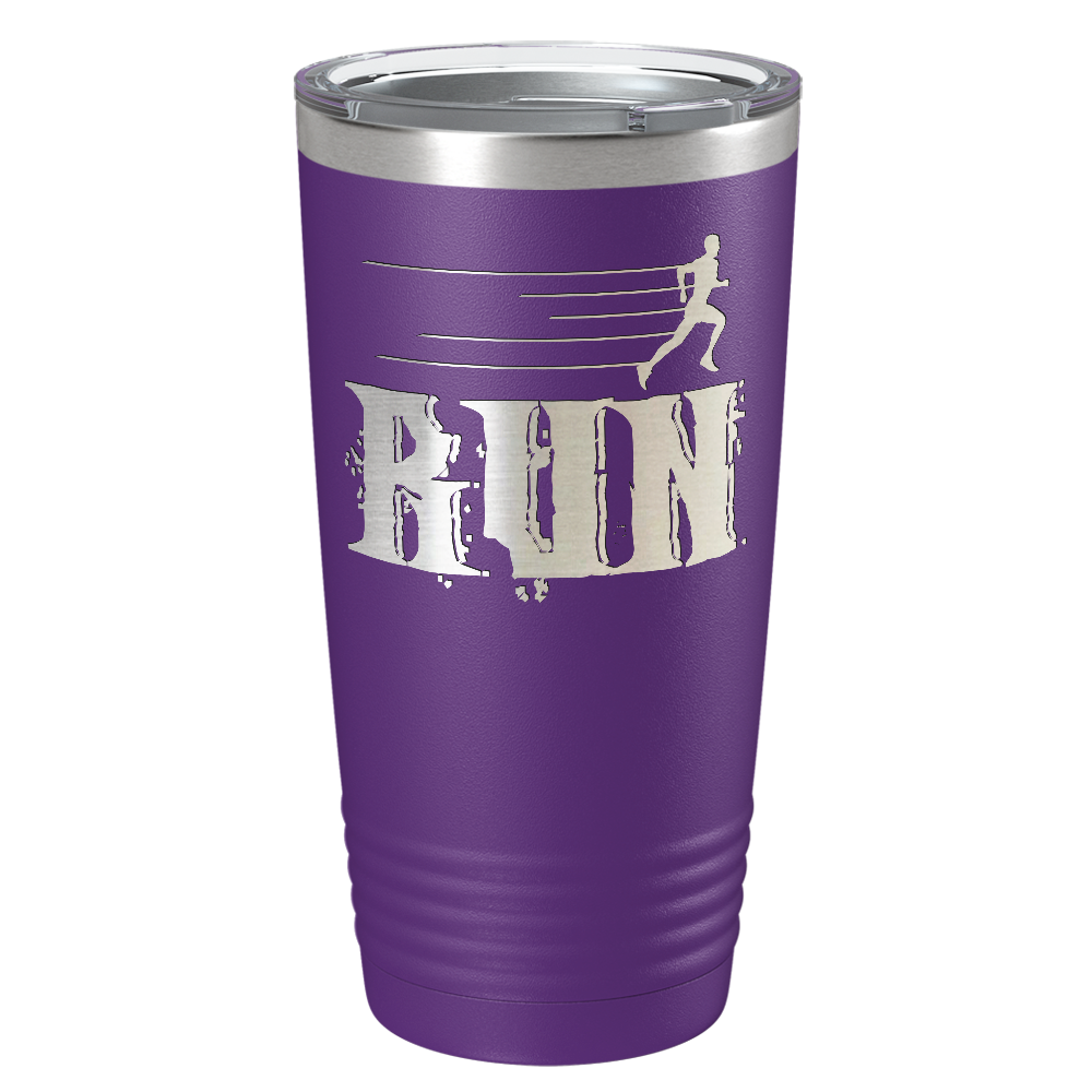 Run Laser Engraved on Stainless Steel Cross Country Tumbler