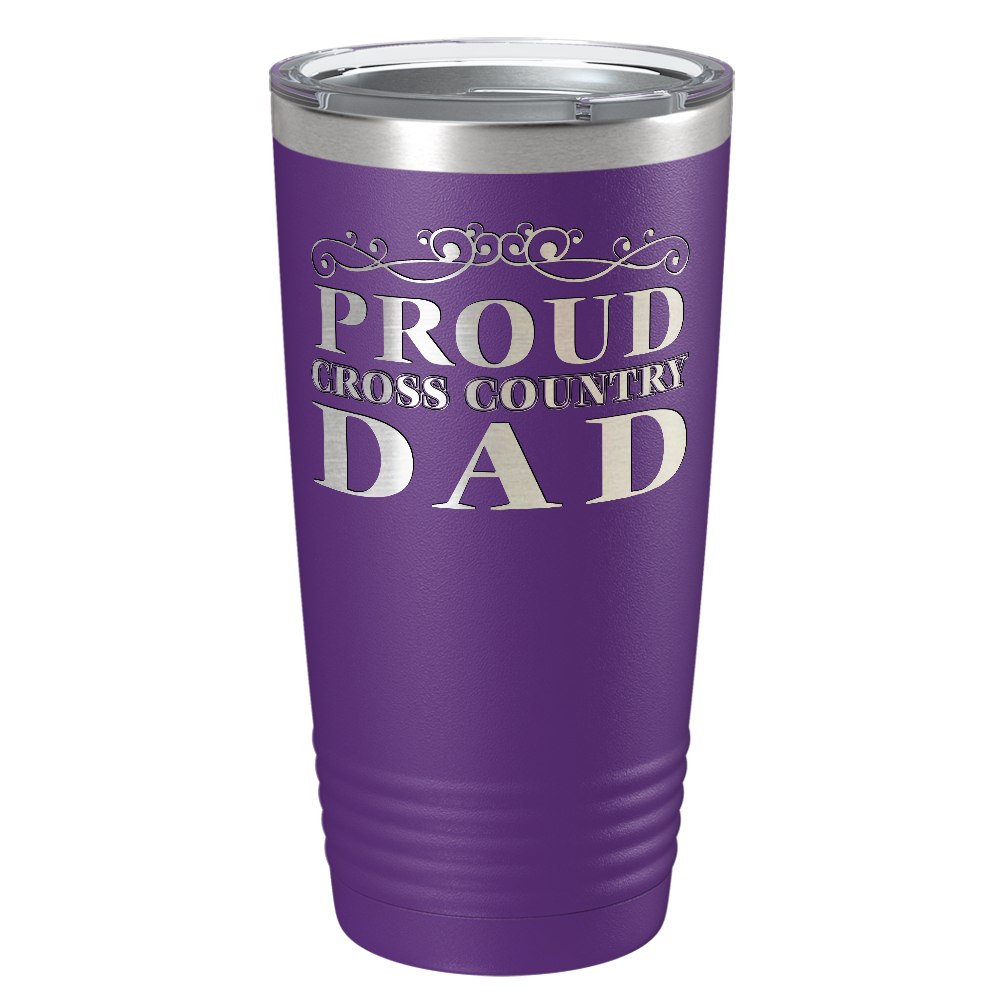 Proud Cross Country Dad Laser Engraved on Stainless Steel Cross Country Tumbler