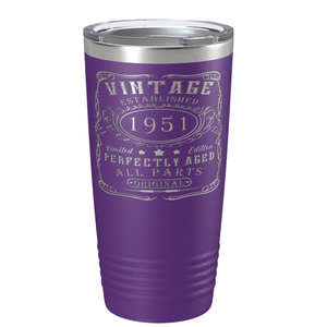 1951 Vintage Perfectly Aged 70th on Stainless Steel Tumbler