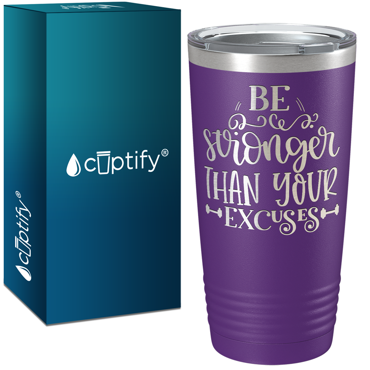 Be Stronger Laser Engraved on Stainless Steel Motivational Tumbler