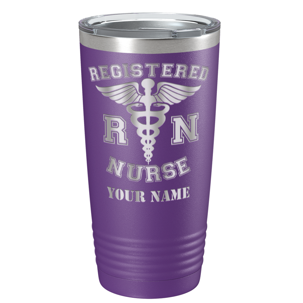 Personalized Nurse Laser Engraved 20oz Tumbler - Purple Matte