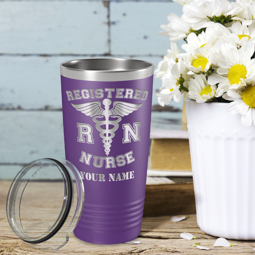 Personalized Nurse Laser Engraved 20oz Tumbler - Purple Matte