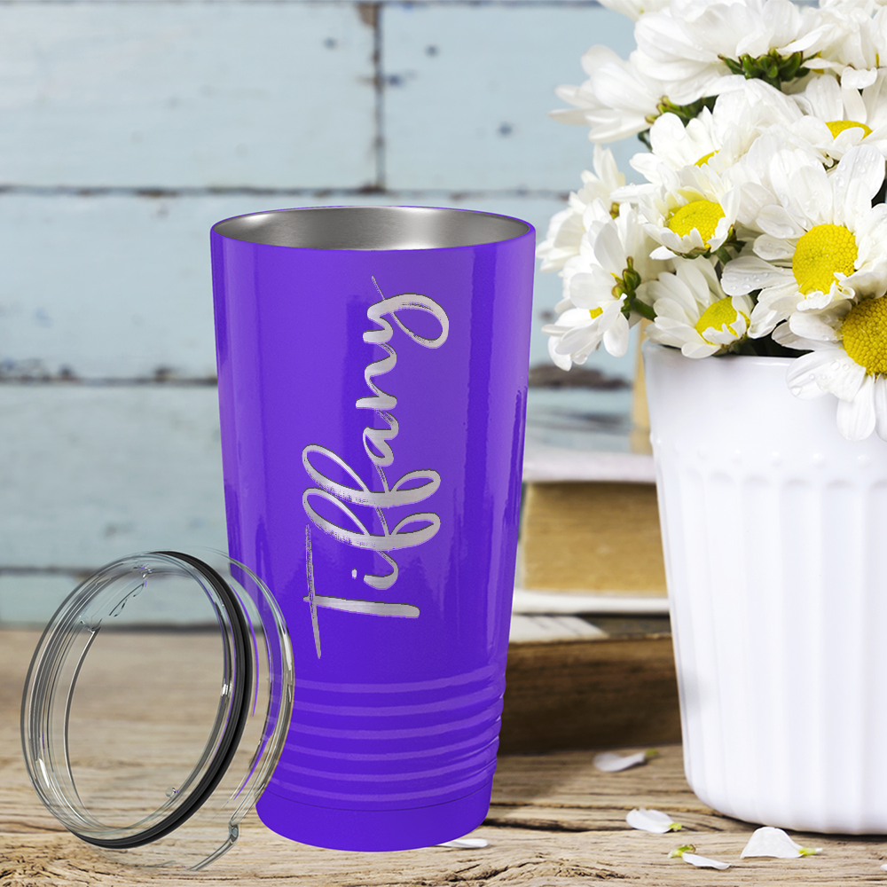 Cuptify Personalized on Purple Glitter 20 oz Stainless Steel Ringneck Tumbler