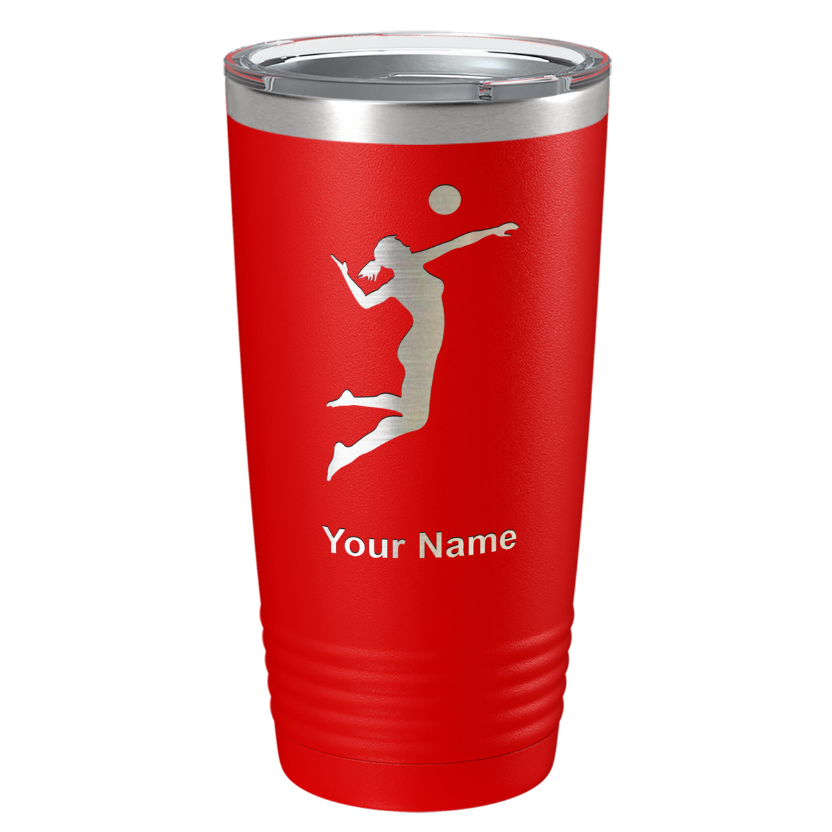 Personalized Volleyball Player Silhouette Laser Engraved on Stainless Steel Volleyball Tumbler