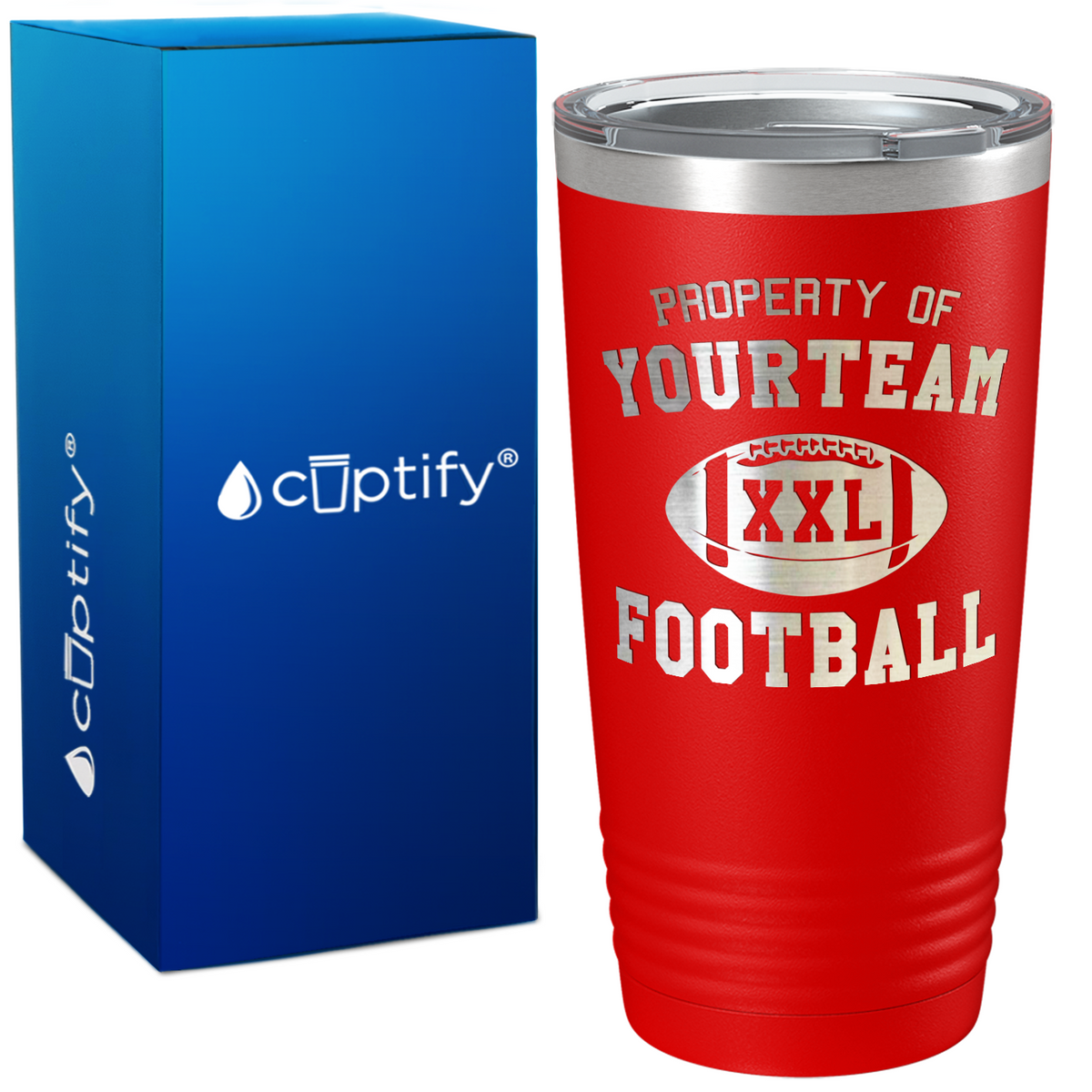 Personalized Property of Team Name Football on 20oz Tumbler