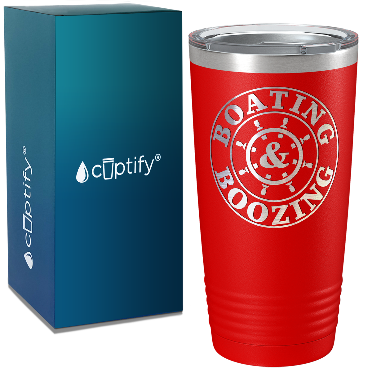 Boating & Boozing on White 20 oz Stainless Steel Tumbler