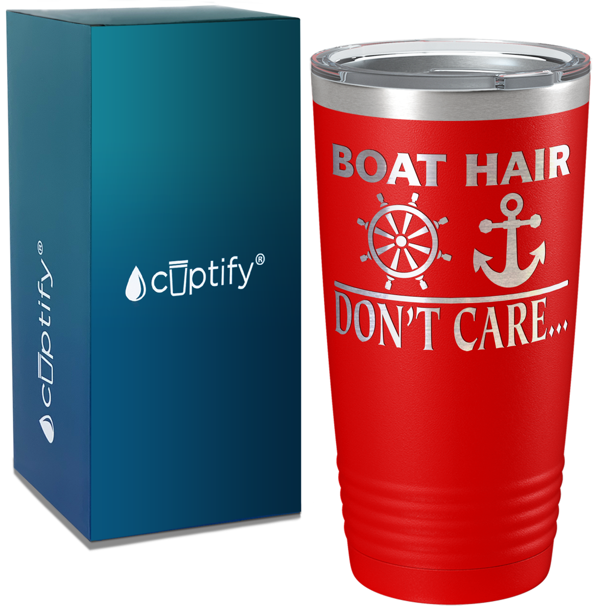 Boat Hair Don’t Care on White 20 oz Stainless Steel Tumbler