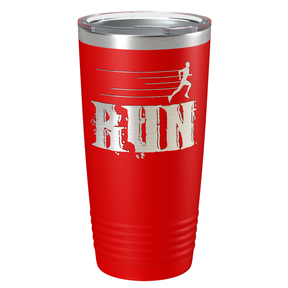 Run Laser Engraved on Stainless Steel Cross Country Tumbler