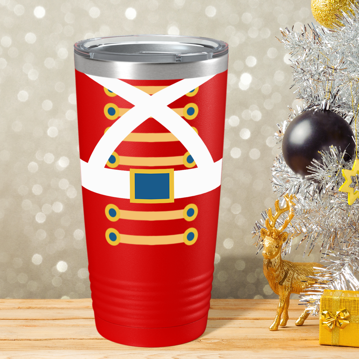 Holiday Nutcracker on Red Christmas 20oz Tumbler
